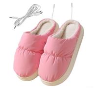 Pantuflas térmicas alimentadas por USB con almohadillas térmicas avanzadas y tela de felpa suave, diseñadas para proporcionar calidez y comodidad estables para hombres, mujeres y niños (rosa)