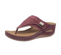 Pantuflas térmicas para mujer, sin cordones, suela antideslizante, sandalias gruesas de tacón de cuña para mujer, Red, 37 EU