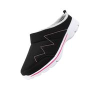 Pantuflas tipo mules para mujer, con forro polar cálido, sin cordones, cómodas, ligeras, para invierno, interiores, exteriores, casa, suela negra y blanca, hot pink, 40 EU