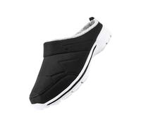 Pantuflas tipo mules para mujer, con forro polar cálido, sin cordones, cómodas, ligeras, para invierno, interiores, exteriores, casa, suela negra y blanca, Black, 40.5 EU