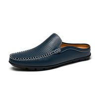 Pantuflas tipo zueco para hombre, transpirables, de piel, mocasines casuales, Azul Hueco, 38 2/3 EU