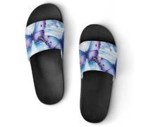 Pantuflas unisex antideslizantes para casa de verano, para interiores y exteriores, playa, hotel, Mariposas azules, 36 1/3 EU