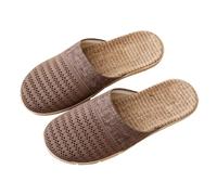 Pantuflas unisex de interior de malla transpirable con plantilla de ratán tejida, sin cordones, con espalda abierta, estilo casual, café, 40 2/3 EU