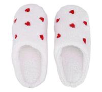 Pantuflas Verano Mujer Zapatillas de felpa con forma de corazón, cómodas zapatillas de casa sin cordones, transpirables, planas, térmicas, esponjosas, amor for dormitorio interior(White,38-39)