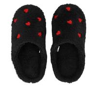 Pantuflas Verano Mujer Zapatillas de felpa con forma de corazón, cómodas zapatillas de casa sin cordones, transpirables, planas, térmicas, esponjosas, amor for dormitorio interior(Black,38-39)