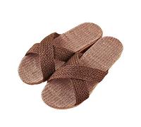 Pantuflas Verano Unisex Hombre Mujer Punta Abierta Lino,Modelo Bambú Ligero Antideslizante De Casa,Calzado Cómodo Transpirable Interior Moda Baño Casual En Versión Wide Fit para Todo Tipo De Pie.