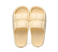 Pantuflas Zapatillas plisadas de pétalos de verano for mujer, zapatillas de casa con sandalias silenciosas, zapatillas de exterior for mujer a la moda Zapatos de verano(Light yellow,38/39)