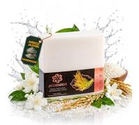 PANU Jabón de arroz jazmín - Jabón de ducha vegano para todo tipo de pieles - Jabón natural para cuerpo, rostro y cabello - Jabón artesanal de Tailandia - Apoya a las mujeres