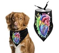 Pañuelo anatómico para perros con estampado de acuarela, diseño de arcoíris y corazón, pañuelo para perros pequeños, medianos y grandes, gatos, mascotas