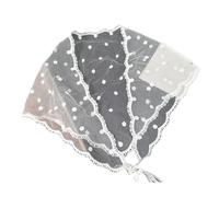 Pañuelo bordado de triángulo de encaje de inspiración retro, cómodo y delicado de poliéster, bufanda de encaje floral para el pelo, decoración de sala de estar, Puntos, Talla única