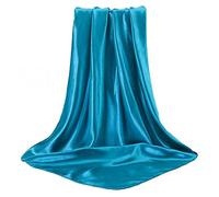 Pañuelo cuadrado para el pelo para mujer, con sensación de seda, liso, colores vibrantes, turquesa