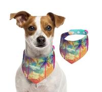Pañuelo de algodón de doble cara para cumpleaños de perro, lavable, colorido árbol de coco, baberos para perros pequeños, medianos y grandes, unisex, perros, gatos, mascotas, pequeño