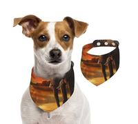Pañuelo de algodón de doble cara para cumpleaños de perro, lavable, elefantes africanos dando un paseo por el río bajo la puesta de sol, baberos para perros pequeños, medianos y grandes, unisex