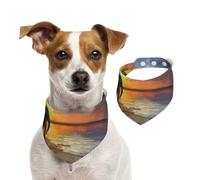 Pañuelo de algodón de doble cara para cumpleaños de perro, lavable, elefantes africanos que dan un paseo por la costa bajo la puesta de sol, baberos para perros pequeños, medianos y grandes, unisex