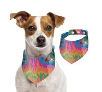 Pañuelo de algodón de doble cara para cumpleaños de perro, lavable, misteriosos ojos de arco iris, baberos para perros pequeños, medianos y grandes, unisex, para perros, gatos, mascotas, mediano