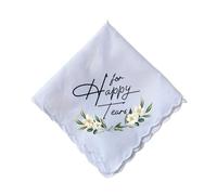 Pañuelo de boda, regalo de novia personalizado con nombres y fecha, estilos florales/fuentes, lavable a máquina para lágrimas de alegría, Blanco, 11.4in