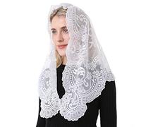 Pañuelo de Capilla de la Iglesia católica de Mantilla Blanca, Bordado con Encaje