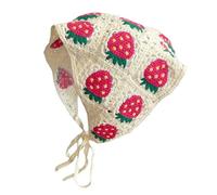 Pañuelo de ganchillo para mujer, pañuelo de punto para el pelo, para mujeres y niñas, diadema de frutas florales, accesorios de disfraz de fiesta (beige, talla única)