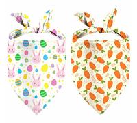 Pañuelo de Pascua para perro, paquete de 2 unidades, ajustable, para fiestas, mascotas, conejo, huevo de Pascua, bandana, triángulo, baberos para perro y gato