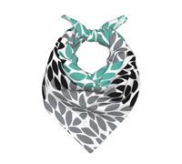 Pañuelo de satén con estampado de flores de dalia para mujeres y hombres, bufanda cuadrada similar a la seda, decoración de bolso retro, Negro, 22"x22"