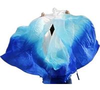 PañUelo De Seda Danza Del Vientre Bufanda de velo de danza del vientre de seda for mujer 100% velo de seda danza del vientre blanco + turquesa + azul real Seda Velos De Danza(Color 15,90x200cm)