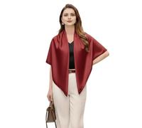 Pañuelo de Seda de Diseñador, Color Negro, Liso, Chal Ligero, 90 x 90 cm, Regalo, Estola, Verano, Primavera, Rojo Vino