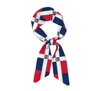 Pañuelo De Seda Fino Para Mujer Niña Pañuelo Largo Estrecho Con Estampado De Bandera República Dominicana Patrón Cinta Fina De Satén Lazo Fino Para Cuello Tocado Pañuelo Para Pelo Cinta Para Envolver