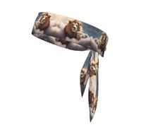 Pañuelo deportivo de doble cara WHJDPP Cordero con un león en las nubes, estampado suave y transpirable, adecuado para yoga, correr y fitness