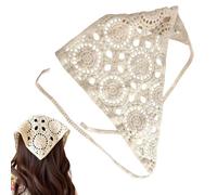 Pañuelo Diadema para el Cabello | Bandana Boho Playa Para Mujer | Diadema Elástica Antideslizante con Flores de Ganchillo Margarita para Yoga Festival Trenzas Estilo