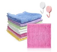 Pañuelo facial de franela de 8 piezas con 2 ganchos, toallas de bebé, toalla de cara supersuave, paño de fibra de bambú, paño de limpieza facial reutilizable. Uso para bebés,adultos (10 x 10 pulgadas)