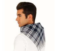 Pañuelo Hierbas Adulto 60x60x82 cm, 100% Algodón, Pañuelo Fallero Adulto, Pañuelo Cuadros Azull y Blanco, Tejido Pespunte, Forma Triangular