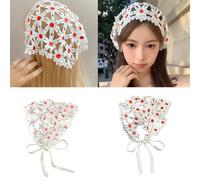 Pañuelo hueco de ganchillo para mujeres y niñas, diademas decorativas étnicas, elegante bufanda para el pelo con flores