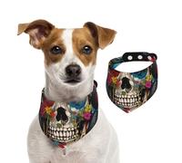 Pañuelo lavable para perros con diseño de calaveras de flores para niñas o niños, accesorios para mascotas pequeñas a grandes