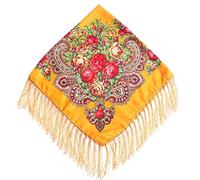 Pañuelo Mujer Grande - Es Lady Folk-Custom Print Tassel Square Wrap Shawl Travel Scarve (P One Size)