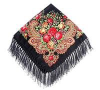Pañuelo Mujer Invierno - Es Lady Folk-Custom Print Tassel Square Wrap Shawl Travel Scarve (F One Size)