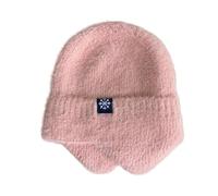 Pañuelo para el cuello para niño liso teñido colorido sombrero letra encanto personalizado gorro de punto para mujer gorro de piel, Rosa., Talla única