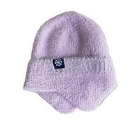 Pañuelo para el cuello para niño liso teñido colorido sombrero letra encanto personalizado gorro de punto para mujer gorro de piel, morado, Talla única