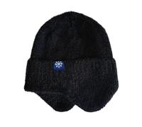 Pañuelo para el cuello para niño liso teñido colorido sombrero letra encanto personalizado gorro de punto para mujer gorro de piel, Negro , Talla única