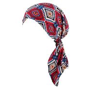 Pañuelo para la cabeza de quimioterapia preatado, bandana sin cordones, turbante para pacientes con cáncer y mujeres, Rojo Navy, M