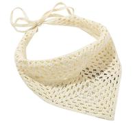 Pañuelo para la cabeza para mujer, color sólido, diadema exquisita tejida a mano, bandana para el pelo para vacaciones, hecha a mano de algodón de ganchillo