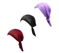 Pañuelo para la cabeza para mujeres en quimioterapia, preatado, cubrecabezas, 3 unidades, color Set6, modelo largo, Talla única