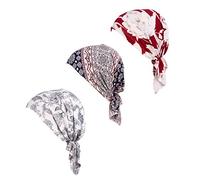 Pañuelo para la cabeza para mujeres en quimioterapia, preatado, cubrecabezas, 3 unidades, color Set6, modelo largo, Talla única