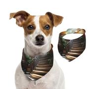 Pañuelo para mascotas The Earth on The Stairs, pañuelo para perro, para primavera y verano, de algodón suave, accesorios ajustables para niñas pequeñas, medianas y grandes, cachorros, talla M