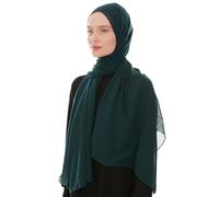 Pañuelo para mujer Hijab - Pañuelo de gasa Hijab para mujer - Pañuelo moderno de gasa musulmana Hidzab para mujer, chal, pañuelo para la cabeza, verde oscuro, 180 x 70 cm