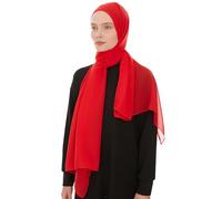 Pañuelo para mujer Hijab - Pañuelo de gasa Hijab para mujer - Pañuelo moderno de gasa musulmana Hidzab para mujer, chal, pañuelo para la cabeza, rojo, 180 x 70 cm