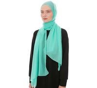 Pañuelo para mujer Hijab - Pañuelo de gasa Hijab para mujer - Pañuelo moderno de gasa musulmana Hidzab para mujer, chal, pañuelo para la cabeza, menta, 180 x 70 cm