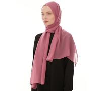 Pañuelo para mujer Hijab - Pañuelo de gasa Hijab para mujer - Pañuelo moderno de gasa musulmana Hidzab para mujer, chal, pañuelo para la cabeza, chicle, 180 x 70 cm