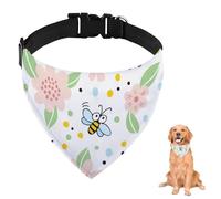 Pañuelo para perro con diseño de abejas florales pastel con correa ajustable, anillo en D, pañuelo para perro, baberos triangulares, bufandas para mascotas, ropa y accesorios para perros, cachorros