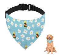 Pañuelo para perro con diseño de flores blancas y abejas con correa ajustable, anillo en D, pañuelo para perro, baberos triangulares, bufanda para mascotas, accesorios para cachorros, perros, gatos