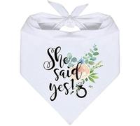 Pañuelo para perro con texto en inglés "She Said Yes", bufanda blanca para mascotas, propuesta, boda, compromiso, fiesta, perro, accesorios para fotos